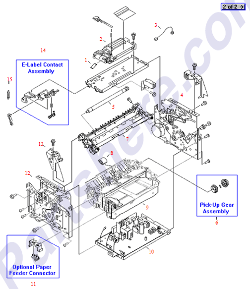 HP parts picture diagram for RU5-2143-000CN, RM1-0564-040CN, RM1-0529-000CN, RM1-0530-000CN, RM1-0542-000CN, RM1-0564-060CN